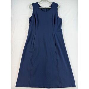 Lands End Womens 16T Navy Blue Ponte Sleeveless Sheath Dress with Pockets Tall